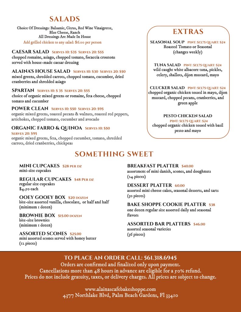 Catering Menu Page 2